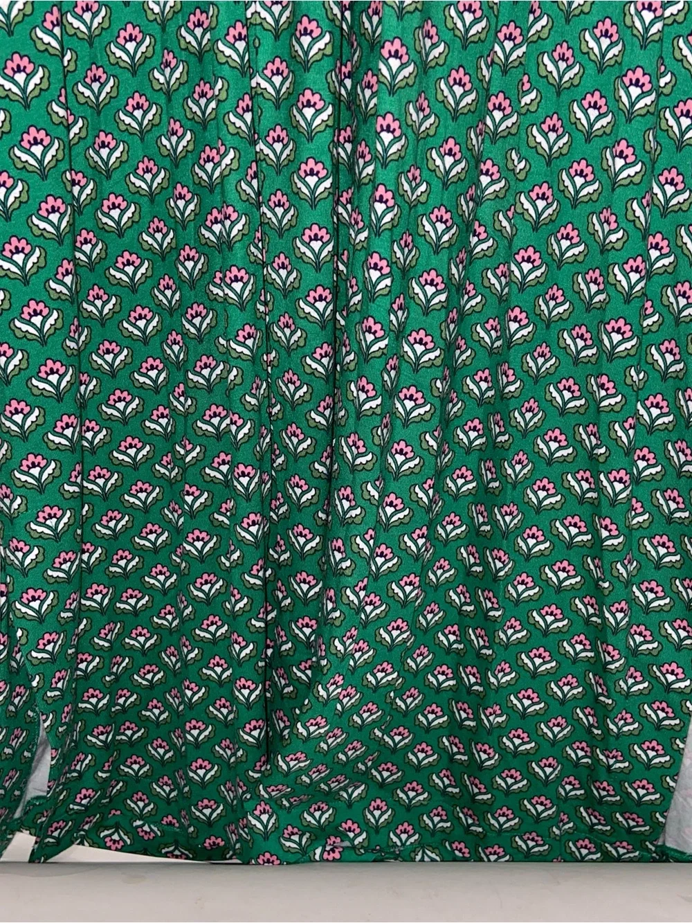 Boden Dress Womens Size 12 Highland Geo Floral Kelly Green Smocked Waist Pockets - Picture 10 of 14